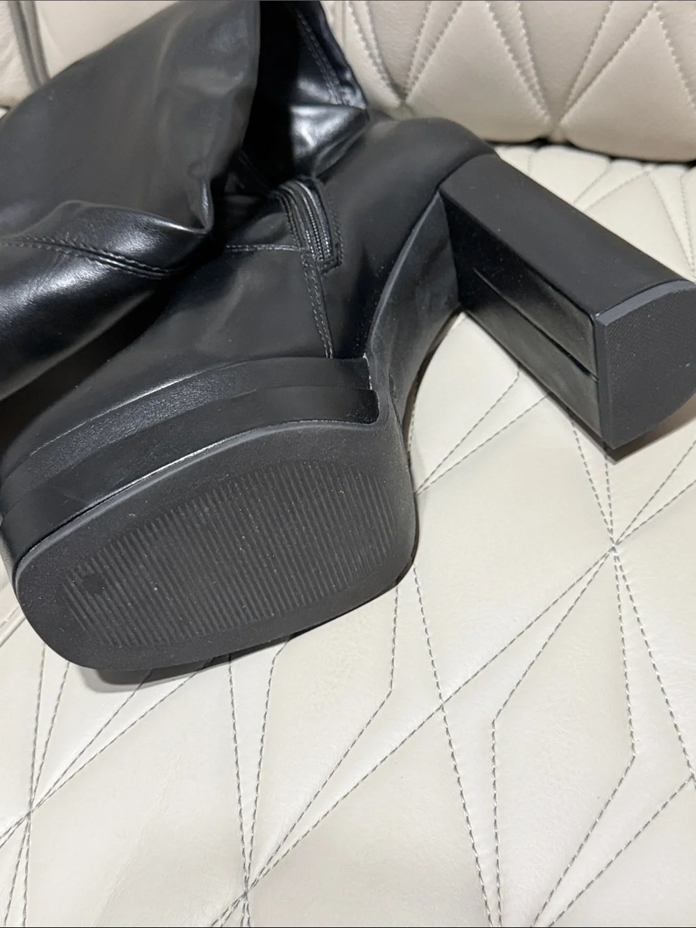 Dream Pairs Black Over-the-Knee Platform Block Heel Boots - Square Toe